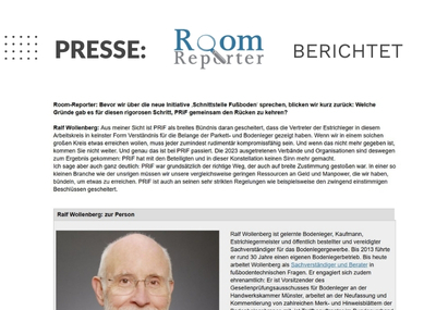 Ralf Wollenberg, Sprecher der Initiative Schnittstelle Fußboden, im Interview mit Room Reporter